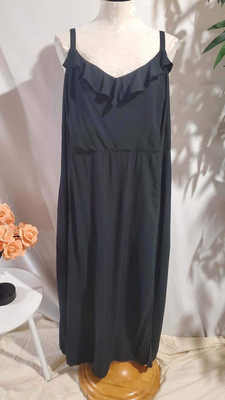 Old Navy Fit & Flare Ruffle-Trimmed Smocked Maxi Cami Dress Plus Size 3X Black